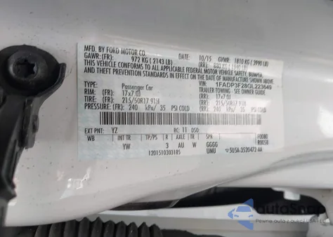 2016 Ford Focus Se z USA, uszkodzony, nr VIN 1FADP3F28GL223649